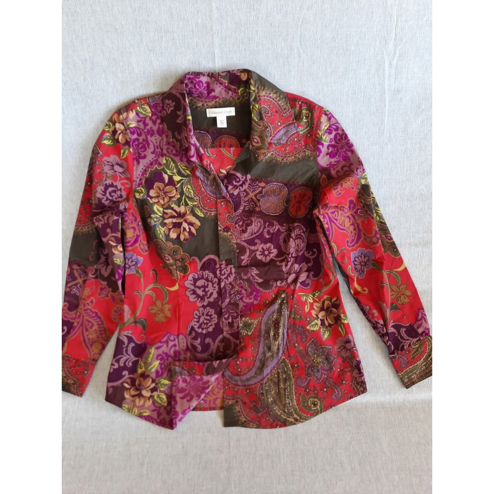 Coldwater Creek Women 10-12 Paisley Allover Longsleeve Multicolor Button's Shirt